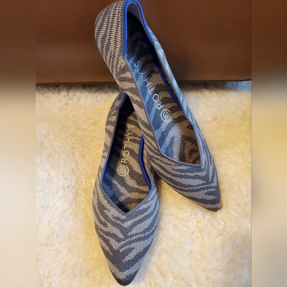 Rothy's Grey Zebra Pointed Flats